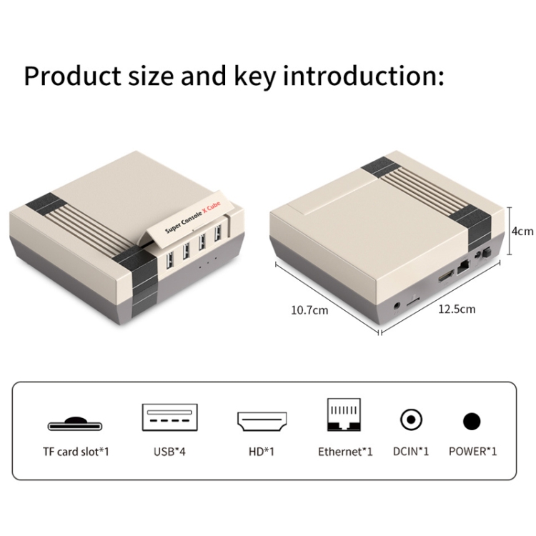 Super Console X Cube Wired Retro TV Video Game Console Builtin 50+ Emulators,EU Plug 128G 41000