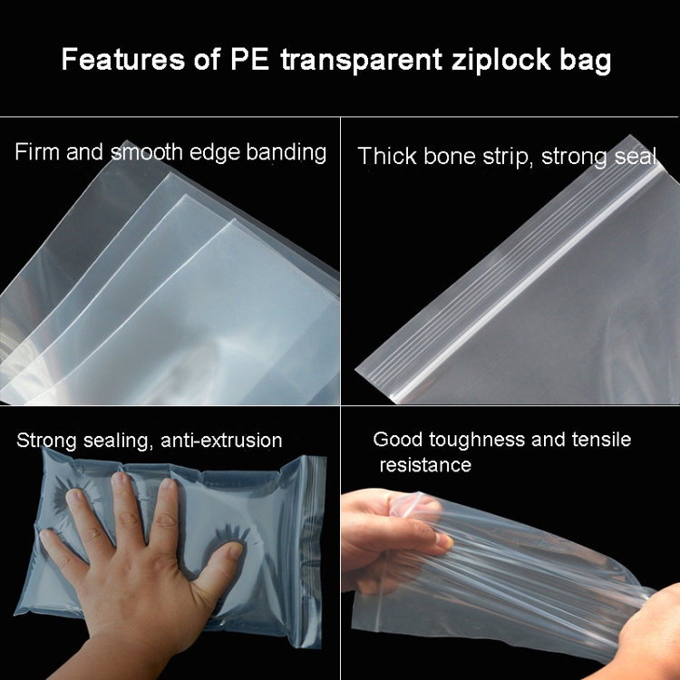 Red Blue Edge Thick Transparent Zip Lock Plastic Bags Small Plastic Zipper  Bag 100PCS Multiple Size