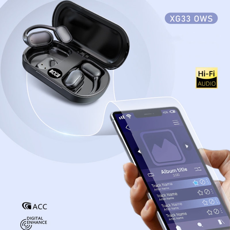 Air Conduction Ear-Hanging LED Digital Display Wireless ENC Noise Reduction Sports Bluetooth Earphones(Black) Air Conduction Ear-Hanging LED Digital Display Wireless ENC Noise Reduction Sports Bluetooth Earphones(Black)