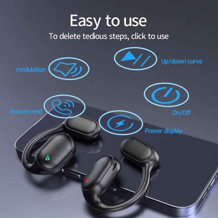 Air Conduction Ear-Hanging LED Digital Display Wireless ENC Noise Reduction Sports Bluetooth Earphones(Black) Air Conduction Ear-Hanging LED Digital Display Wireless ENC Noise Reduction Sports Bluetooth Earphones(Black)