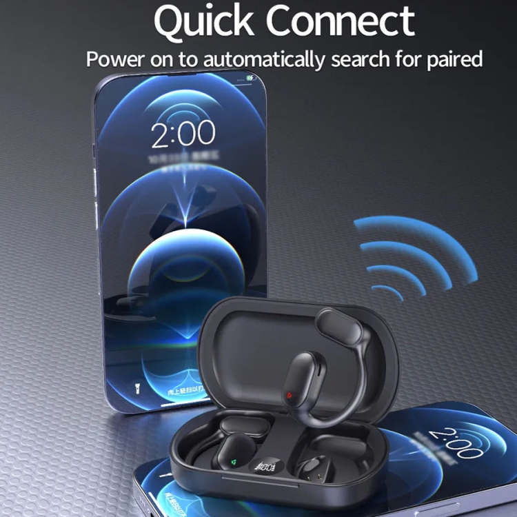 Air Conduction Ear-Hanging LED Digital Display Wireless ENC Noise Reduction Sports Bluetooth Earphones(Black) Air Conduction Ear-Hanging LED Digital Display Wireless ENC Noise Reduction Sports Bluetooth Earphones(Black)