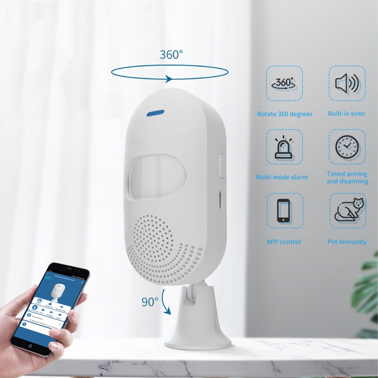 TUYA APP Control Wireless PIR Motion Sensor Alarm WiFi Motion Detector