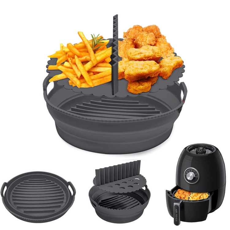 2 Moules Silicone Pour Air Fryer - Carrés Pliables - Antiadhésifs - Pour Four Et Micro-ondes - Noir