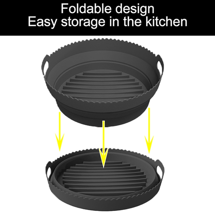 Round 2 Layer Air Fryer Silicone Basket Reusable Foldabl Air Fryer Mold  Liner Tray(Gray)