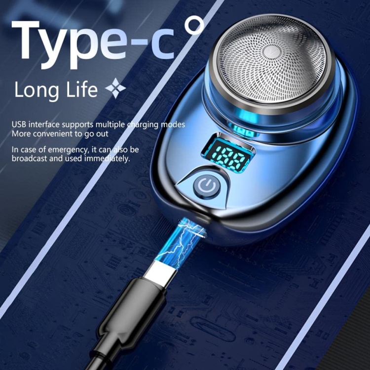Portable Digital Razor Mini Washable Electric Shaver(Gradient Blue) - B3