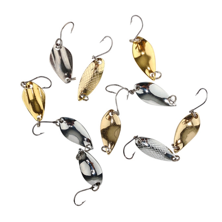 10Pcs Fishing Metal Spoon Lure Kit Set Gold Silver Baits Sequins