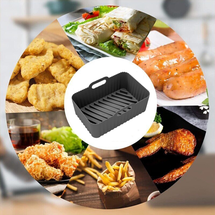 For Ninja DZ201 Air Fryer Silicone Liner Mat Reusable Basket Tray, Spec:  Gray Thin Model (95g)