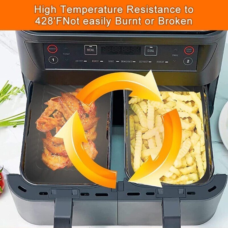 Air Fryer Silicone Liners Rectangular Airfryer Baking Tray Basket  Accessories for Ninja DZ401 DZ550 Foodi 10 Quart