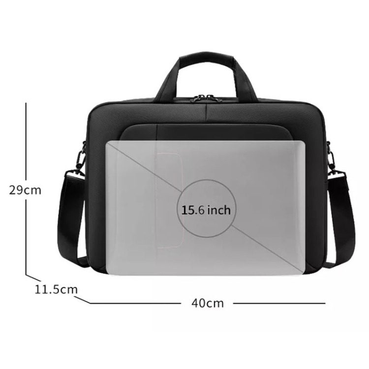 Business Briefcase Multifunctional Waterproof Laptop Messenger Bag(Black) - B3