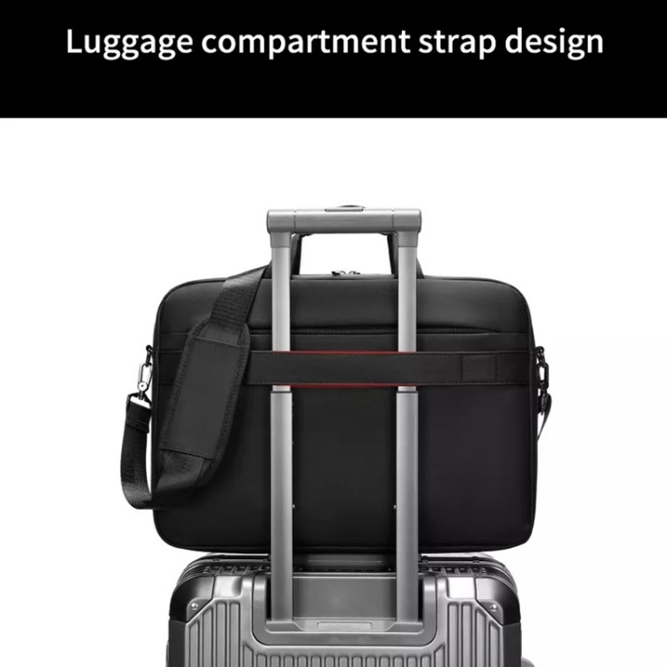 Business Briefcase Multifunctional Waterproof Laptop Messenger Bag(Black) - B6