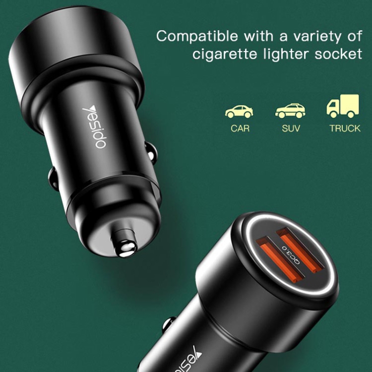 Yesido Y43 Double Port USB Voiture Chargeur Rapide Allume-cigare