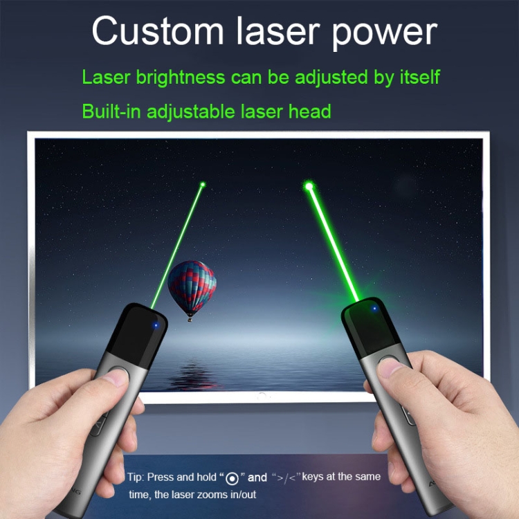 ASiNG Pantalla LCD LED Alta potencia Puntero láser verde brillante PPT Instrucciones de voz Presentador de página (A17) - B5
