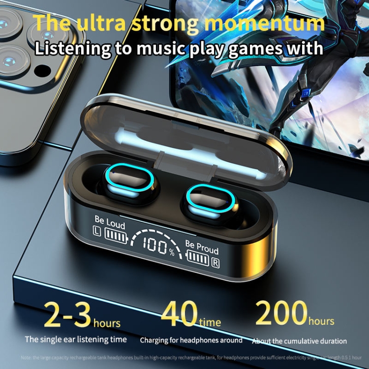 Binaural With Digital Display Charging Compartment Mini In-Ear Invisible Bluetooth Earphone(Black) Binaural With Digital Display Charging Compartment Mini In-Ear Invisible Bluetooth Earphone(Black)