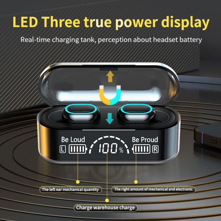 Binaural With Digital Display Charging Compartment Mini In-Ear Invisible Bluetooth Earphone(Black) Binaural With Digital Display Charging Compartment Mini In-Ear Invisible Bluetooth Earphone(Black)