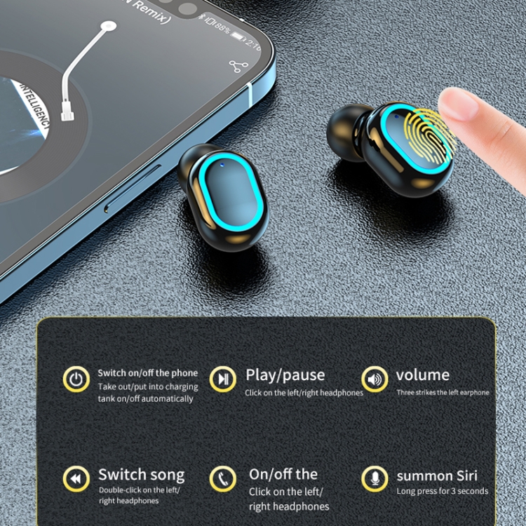 Binaural With Digital Display Charging Compartment Mini In-Ear Invisible Bluetooth Earphone(Black) Binaural With Digital Display Charging Compartment Mini In-Ear Invisible Bluetooth Earphone(Black)