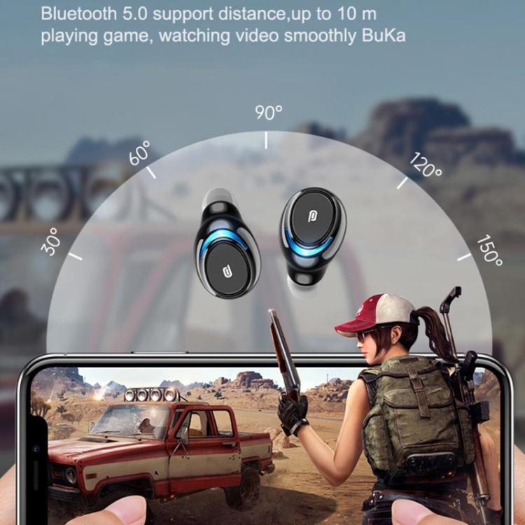 TWS 5.0 Double-Ear With Digital Display Charging Warehouse Wireless In-Ear Bluetooth Earphone(Black) TWS 5.0 Double-Ear With Digital Display Charging Warehouse Wireless In-Ear Bluetooth Earphone(Black)