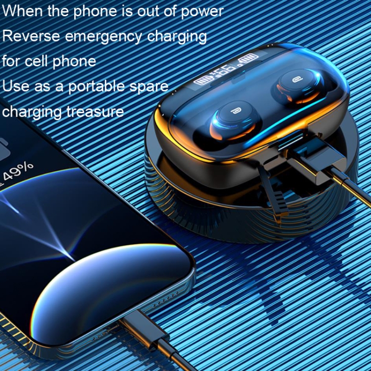 TWS 5.0 Double-Ear With Digital Display Charging Warehouse Wireless In-Ear Bluetooth Earphone(Black) TWS 5.0 Double-Ear With Digital Display Charging Warehouse Wireless In-Ear Bluetooth Earphone(Black)