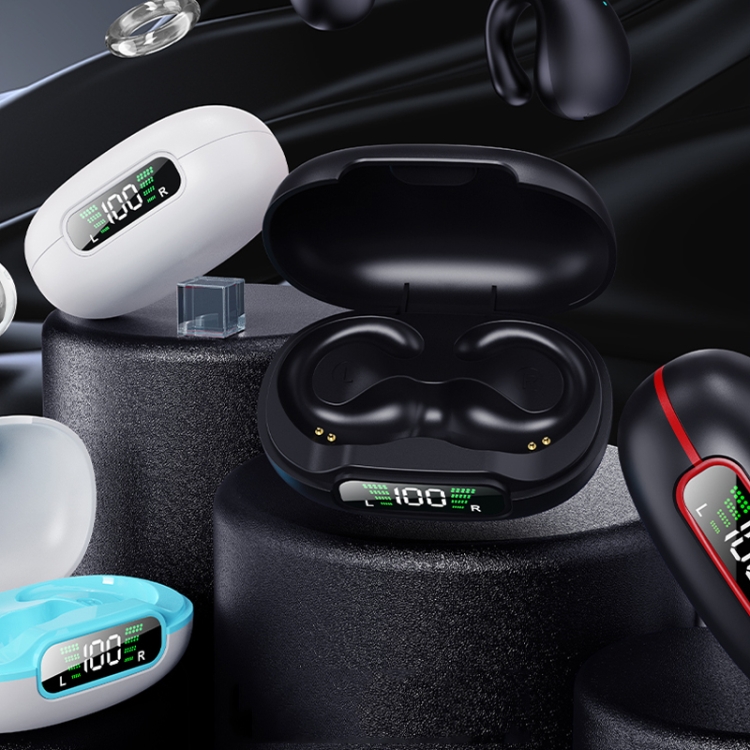 Clip-on Wireless Bluetooth Earphone With Digital Charging Compartment(White) Clip-on Wireless Bluetooth Earphone With Digital Charging Compartment(White)
