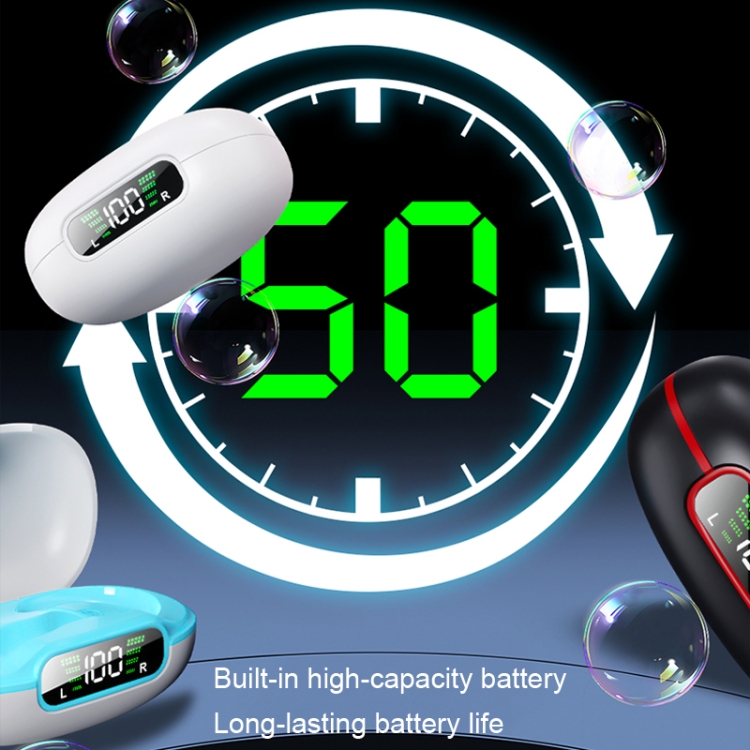 Clip-on Wireless Bluetooth Earphone With Digital Charging Compartment(White) Clip-on Wireless Bluetooth Earphone With Digital Charging Compartment(White)