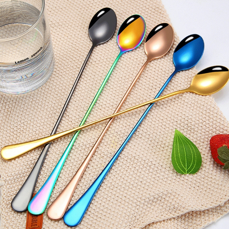 Cuillère à Mélanger En Inox - Poignée Longue Torsadée, Tête 10 Cm, Pour Cocktails, Café, Thé, Bar Et Maison
