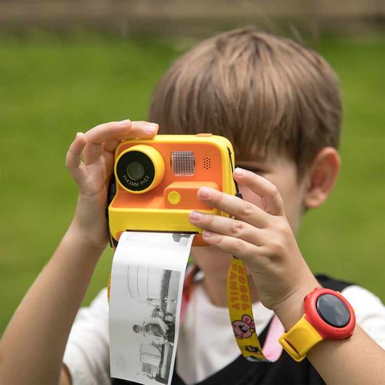 Fotocamera a stampa istantanea per bambini 4800 W Pixel Schermo da 2  pollici Fotocamera fotografica a doppia lente (senza scheda di memoria rosa)