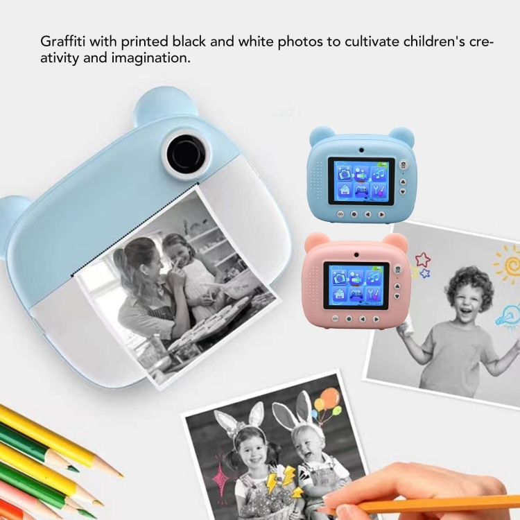 Yosfeng Kids Camera Instant Print With 32GB Card, 2.4 Inch IPS Screen