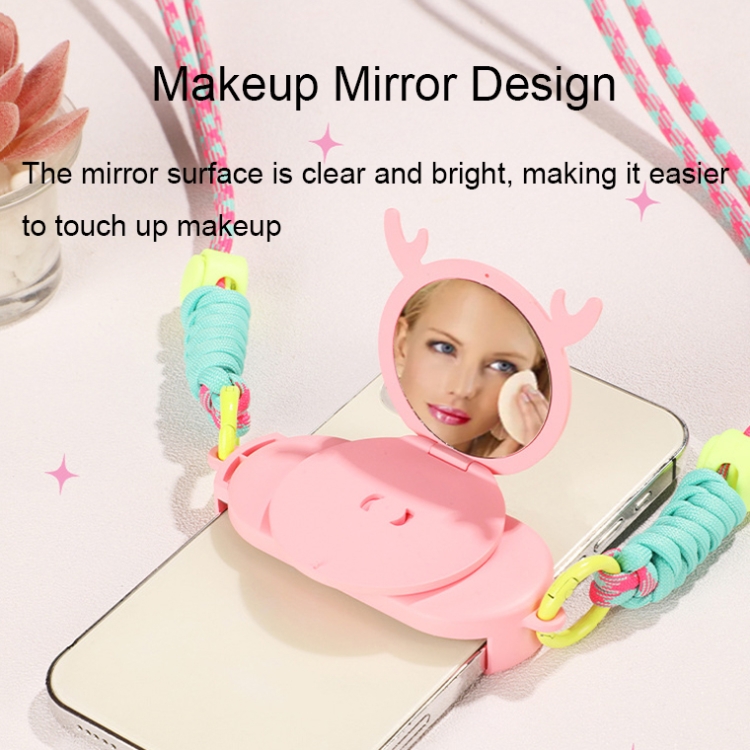 Rotatable Back Clip Oblique Phone Anti-lost Lanyard with Makeup Mirror(White) Rotatable Back Clip Oblique Phone Anti-lost Lanyard with Makeup Mirror(White)