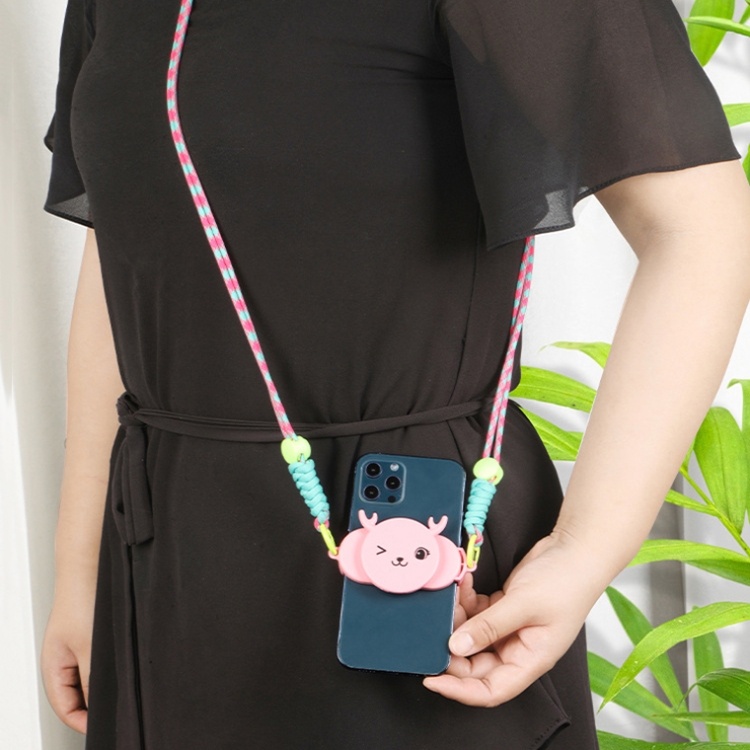 Rotatable Back Clip Oblique Phone Anti-lost Lanyard with Makeup Mirror(White) Rotatable Back Clip Oblique Phone Anti-lost Lanyard with Makeup Mirror(White)