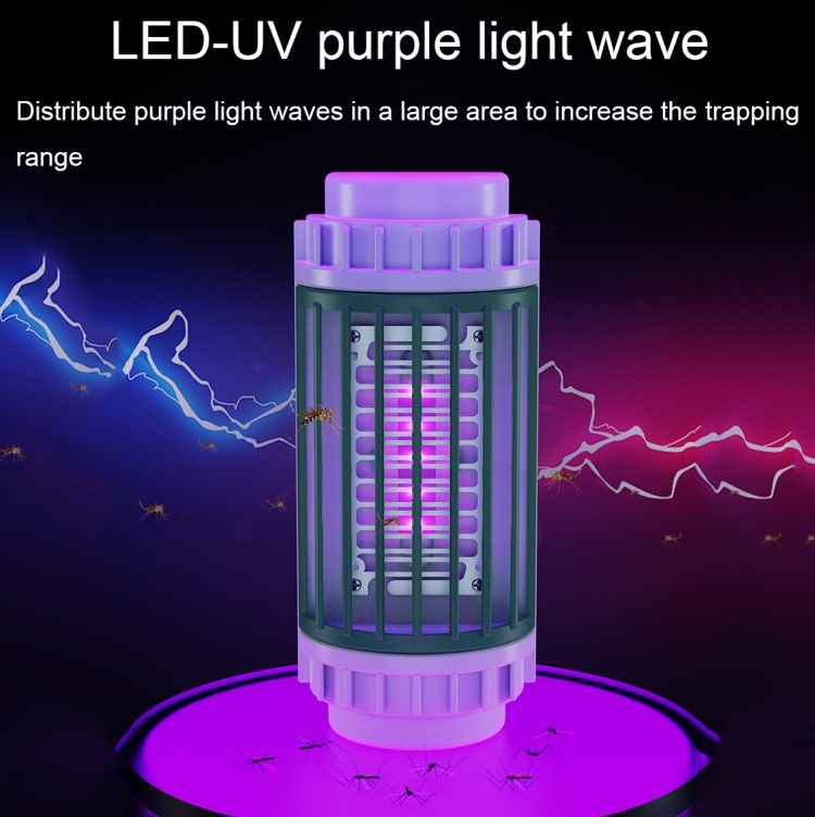 LED-UV Purple Light Wave Electric Shock Mosquito Killer Lamp Mini Plug-In Mosquito Repellent, CN Plug(Gray) - B5