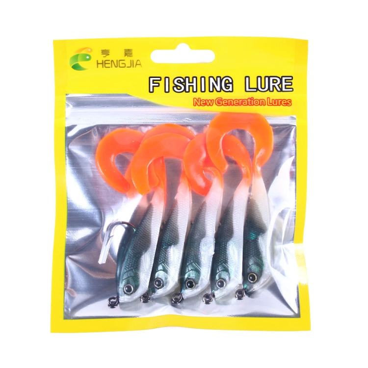 HENGJIA 5pcs/bag 7cm 10g Spinnerbait Soft Bait Pack Lead Fish Fake Bait  Curly Tailed Worm Bagged Fish Bait(4)