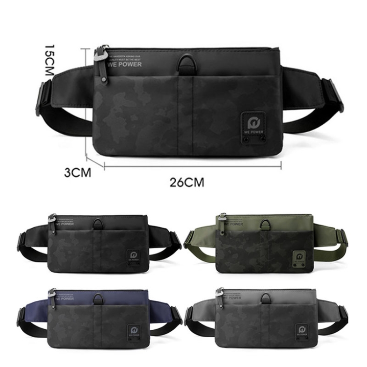 HAOSHUAI 5135 Outdoor Men Waist Bag Waterproof Nylon Cloth Men Bag(Dark  Green)