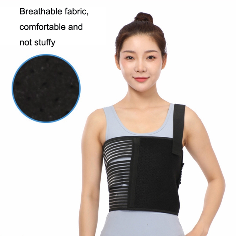 S One-shoulder One-piece Rib Fixation Strap Post-cardiothoracic Chest Girdle (Black)