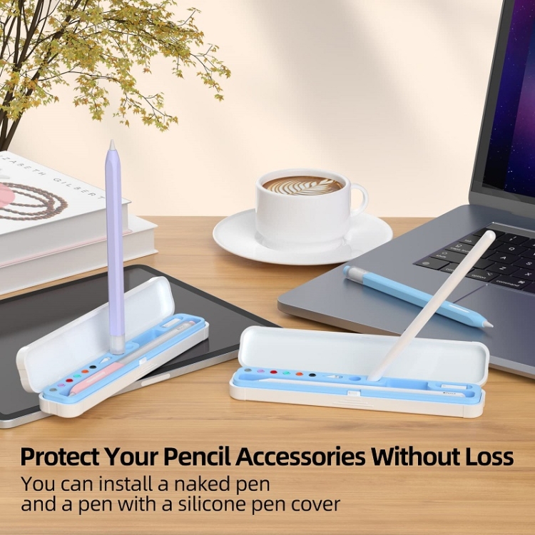 Para Apple Pencil 1/2 Adaptador de pluma de capacitancia Caja de almacenamiento de accesorios (Crescent White) - B7