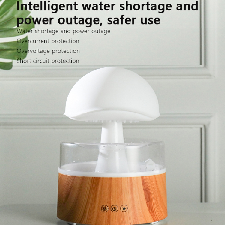 500ml Rain Humidifier Mushroom Cloud Colorful Night Lamp Aromatherapy  Machine With Remote Control, Style: USB Direct Plug(White)