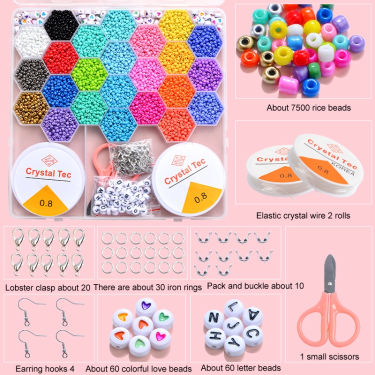 550+Pcs Pony Beads Kit for DIY Bracelet Nacklace Ring Jewelry Making Kit  for Girls Bracelet Beads Colorful Alphabet Glass Seed Beads Art Craft Kits  for Kids