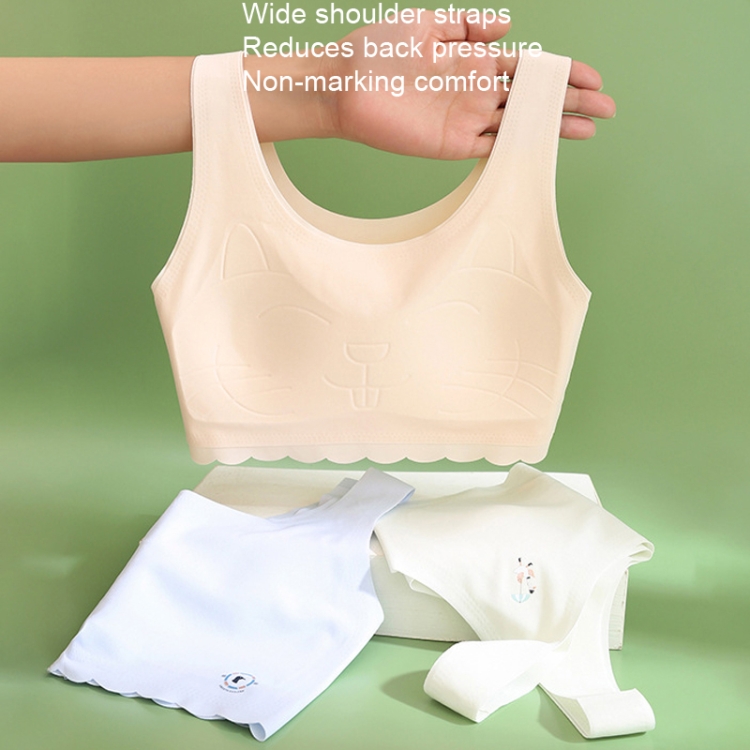 Seamless Girls Underwear Small Undershirt Summer Thin Bra, Size: 75/F(Light  Apricot)