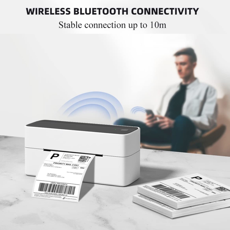 Phomemo PM241-BT Impresora de etiquetas de dirección Bluetooth Paquete de envío térmico Fabricante de etiquetas, Tamaño: EE. UU. (Blanco Púrpura) - B1