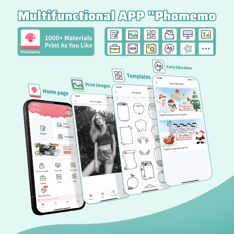 Phomemo T02 Standard Error Mini Pocket Small Portable Bluetooth Phone Photo Label Impresora térmica (Blanco) - B7