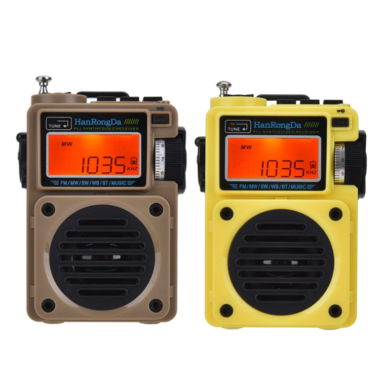 HanRongda HRD-701 Radio portatile a banda intera Subwoofer Bluetooth TF  Card Display digitale Radio (giallo)