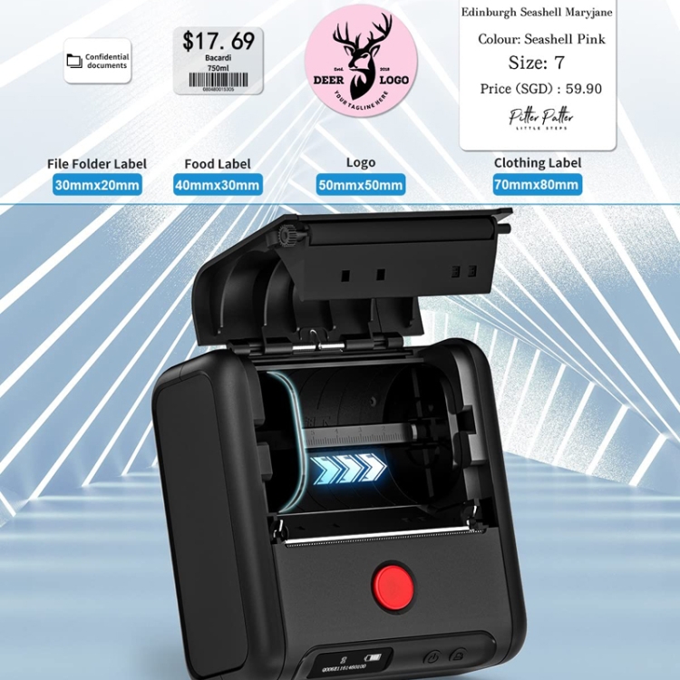 Phomemo M200 QR Code Tag Handheld Impresora de etiquetas térmicas Bluetooth portátil (Blanco) - B3