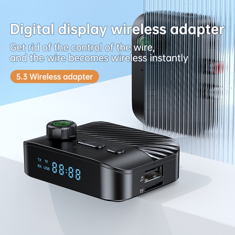 Digital Display Bluetooth 5.3 Audio Receiver Transmitter Support USB /TF Card MP3 Player Digital Display Bluetooth 5.3 Audio Receiver Transmitter Support USB /TF Card MP3 Player