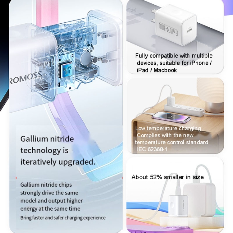 ROMOSS AC30C PD 30W Single Port Type-C/USB-C Gallium Nitride Charger ...