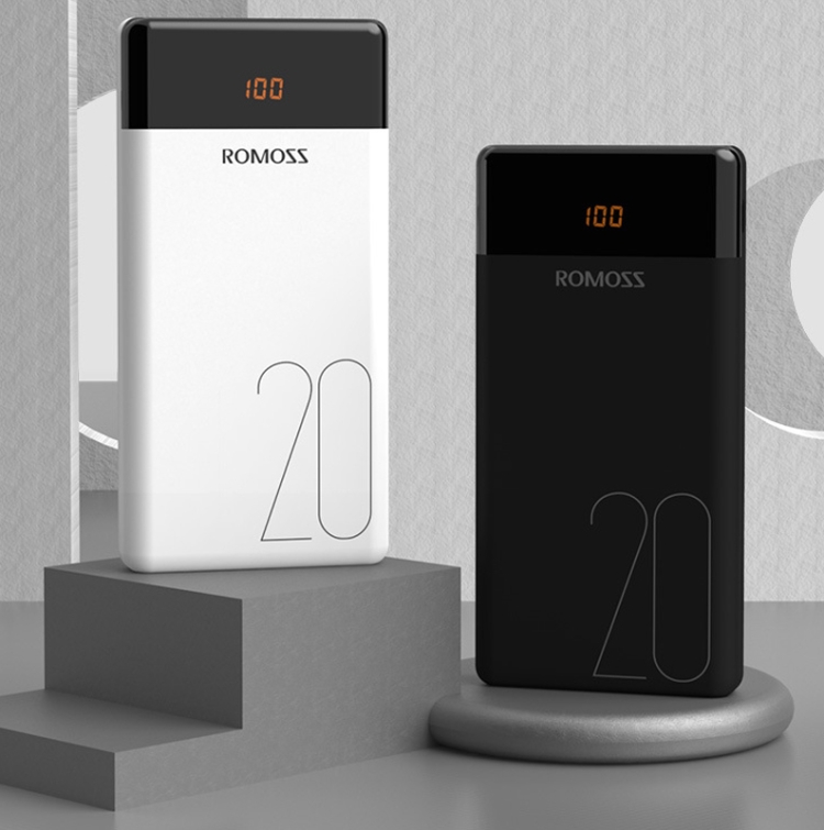 ROMOSS 20000mAh Power Bank con 3 ingressi 2 porte di uscita USB LT20 bianco