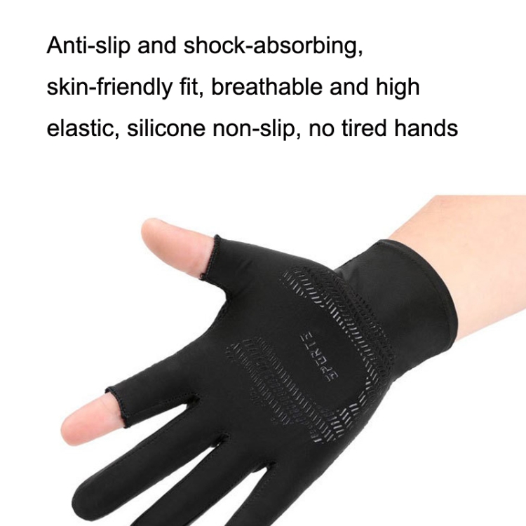 Cycling Thin Sunscreen UV Protection Mesh Breathable Ice Silk Two-finger  Gloves(Black)