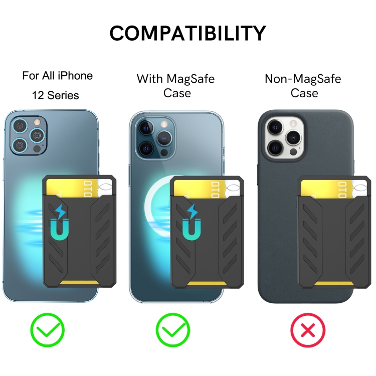 For iPhone 12 / 13 / 14 Series AhaStyle PT133-A Silicone Magnetic Card Case(Black) For iPhone 12 / 13 / 14 Series AhaStyle PT133-A Silicone Magnetic Card Case(Black)