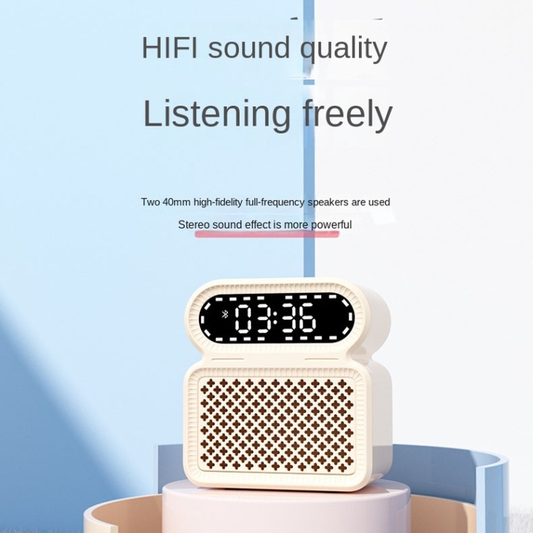 Desktop Alarm Clock Bluetooth Speaker Dual-speaker High-power Computer Audio(Light Yellow) Desktop Alarm Clock Bluetooth Speaker Dual-speaker High-power Computer Audio(Light Yellow)