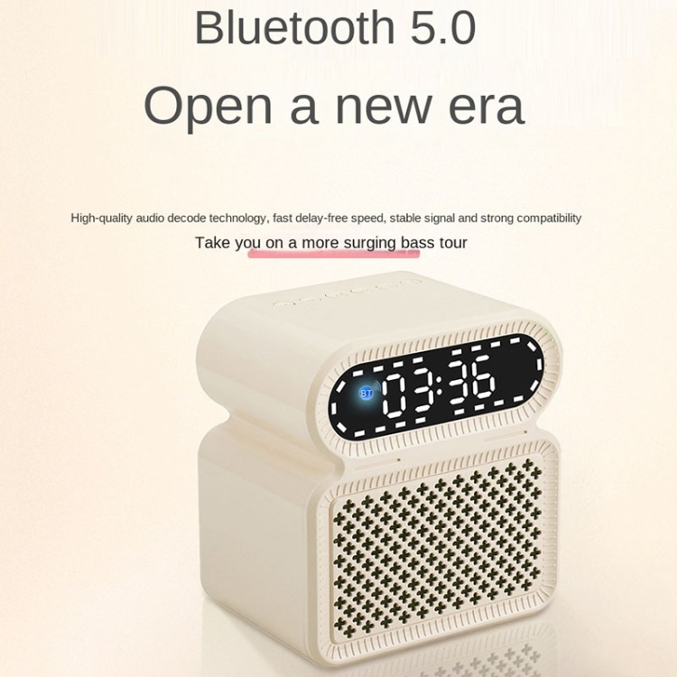 Desktop Alarm Clock Bluetooth Speaker Dual-speaker High-power Computer Audio(Light Yellow) Desktop Alarm Clock Bluetooth Speaker Dual-speaker High-power Computer Audio(Light Yellow)