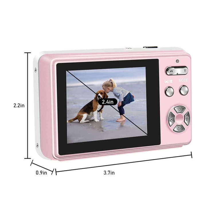 Pantalla IPS de 2,4 pulgadas Cámara digital de 48 millones de píxeles Cámara portátil macro de video con zoom digital de 16X (estándar rosa) - B2