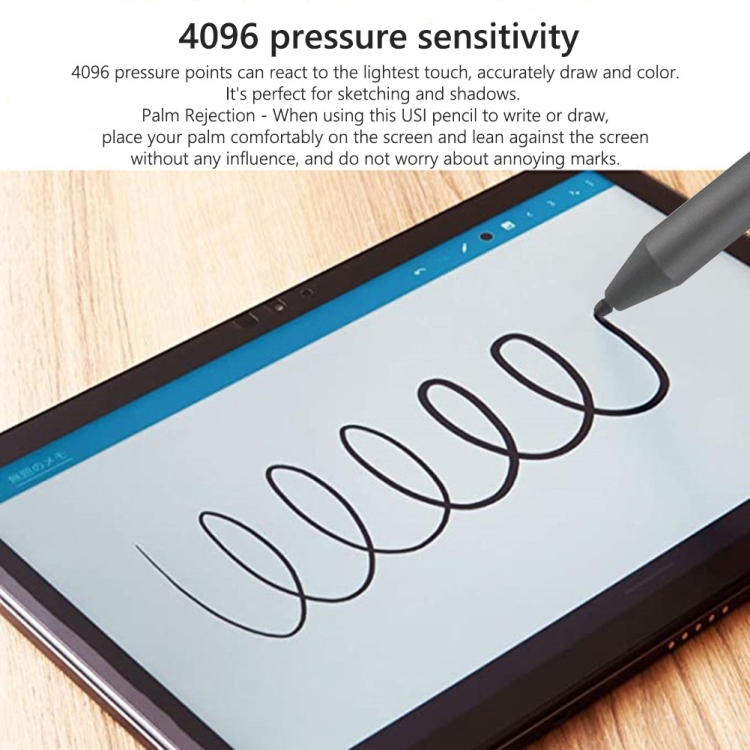 Pluma de pantalla táctil de metal sensible a la presión para computadora portátil USI Stylus 4096 de aleación de aluminio - 5