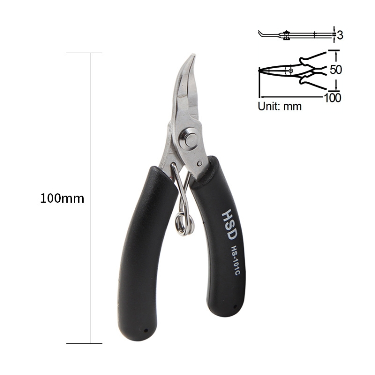 HSD HS-101C 4 inch 45 Degree Dending Mouth Mini Palm Toothless Fishing  Plier Curved Nose Plier Handmade Plier, snatcher